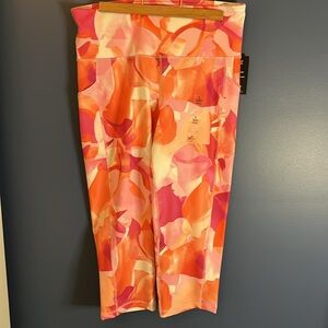 Ideology women L compression, crop, high rise , side pocket leggings, coral/pink